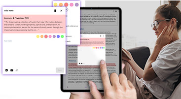 Image of a user adding a note on the Kortext app